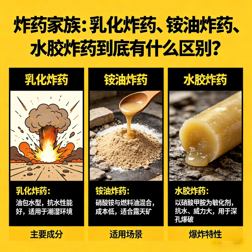 象山炸药家族：乳化炸药、铵油炸药、水胶炸药到底有什么区别？